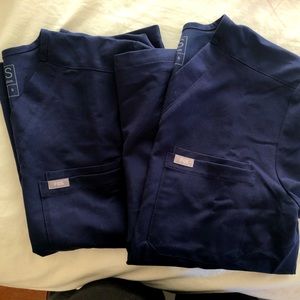 Set of Figs Leon Scrub Top in Navy Blue